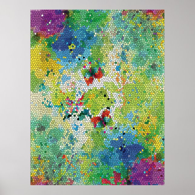 Cool colorful watercolours stained glass effects poster (Front)