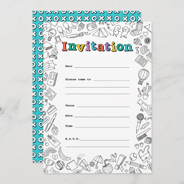 Cool Coloring flat invitation card (Front/Back)