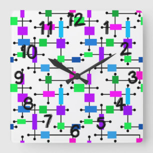 Cool Colour Grid Square Wall Clock