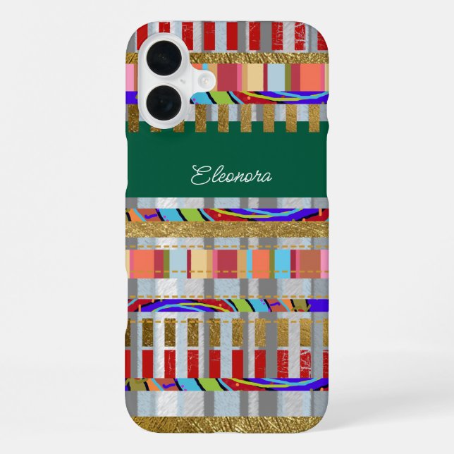 Cool Colour Pattern of Stripes With Her Name iPhone Case (Back)