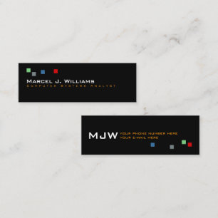 cool colour pixels modern professional black mini business card