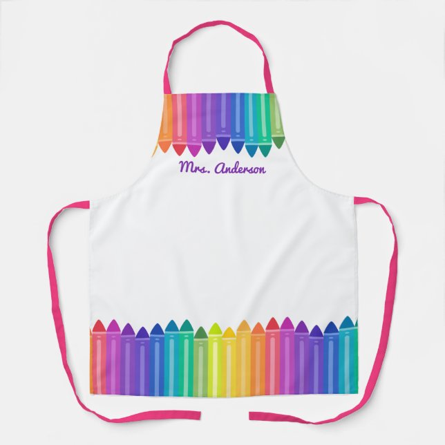 Cool Coloured Crayons Personalise Apron (Front)
