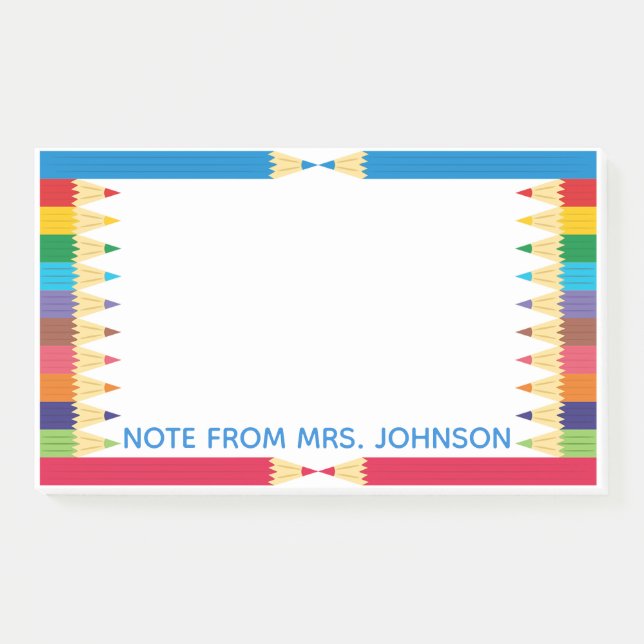 Cool Coloured Pencil Boarder Post-it Notes (Front)