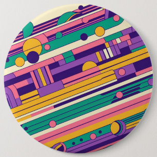 Cool, colourful 80s/90s retro designed 6 cm round badge