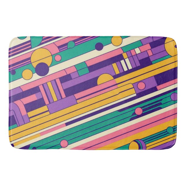 Cool, colourful 80s/90s retro designed bath mat (Front)