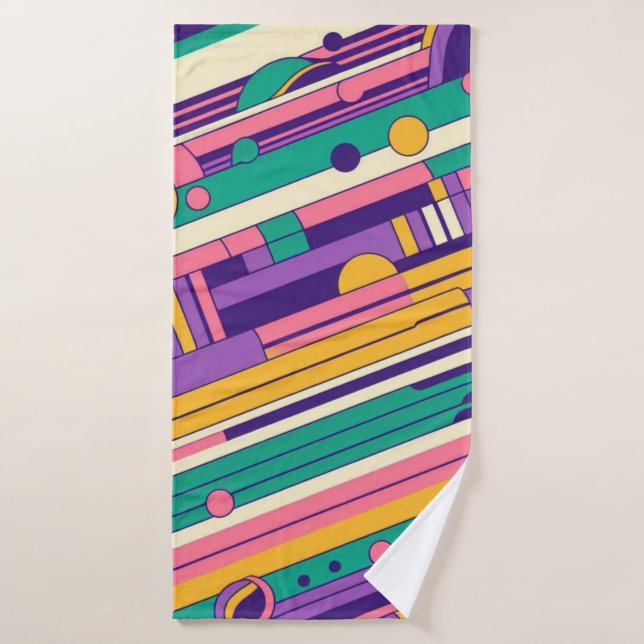 Cool, colourful 80s/90s retro designed bath towel (Bath Towel)