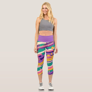 Cool, colourful 80s/90s retro designed capri leggings