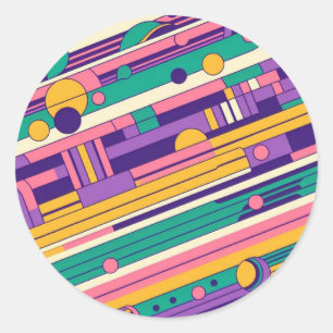 Cool, colourful 80s/90s retro designed classic round sticker