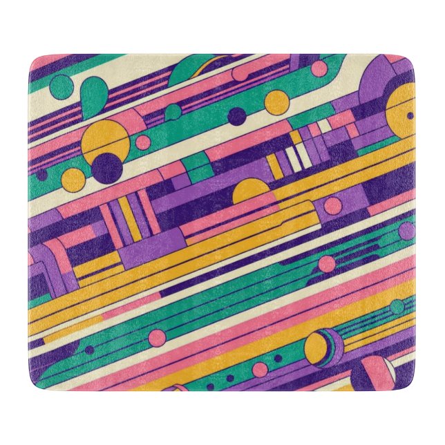 Cool, colourful 80s/90s retro designed cutting board (Front)