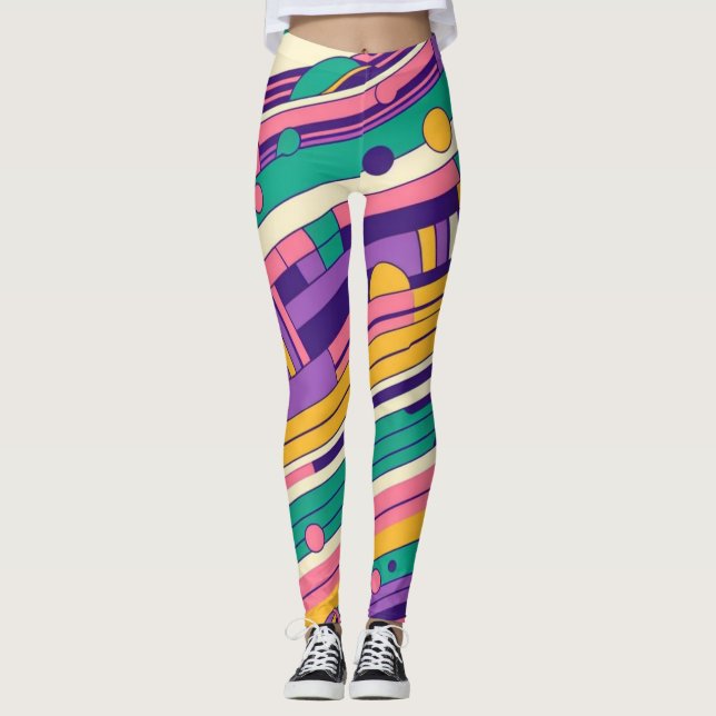 Cool, colourful 80s/90s retro designed leggings (Front)