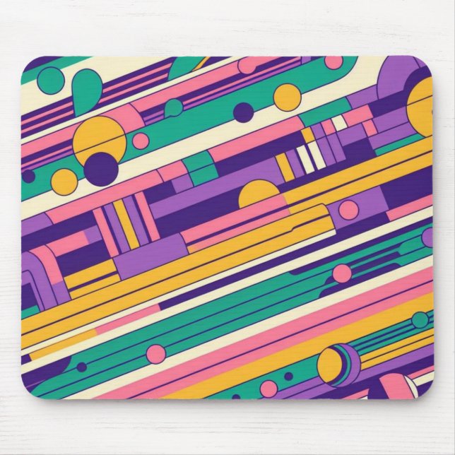 Cool, colourful 80s/90s retro designed mouse pad (Front)
