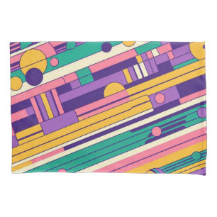 Cool, colourful 80s/90s retro designed pillowcase