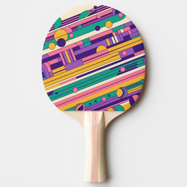 Cool, colourful 80s/90s retro designed ping pong paddle (Front)
