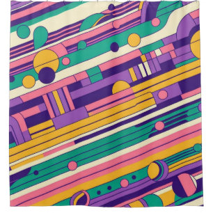 Cool, colourful 80s/90s retro designed shower curtain
