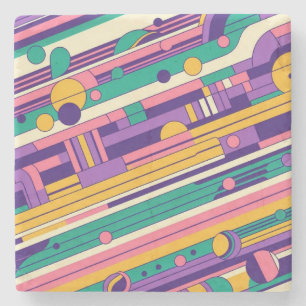 Cool, colourful 80s/90s retro designed stone coaster