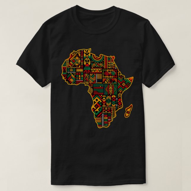 Cool Colourful Africa Map Men Women Kente African  T-Shirt (Design Front)