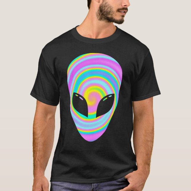 Cool Colourful Alien Head Alien Rave Edm Party Bel T-Shirt (Front)