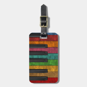 Cool colourful antique grunge effect piano luggage tag