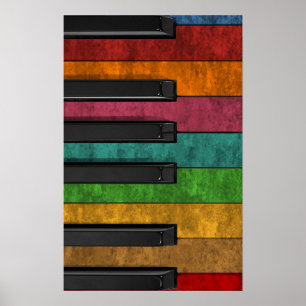 Cool colourful antique grunt effect piano poster