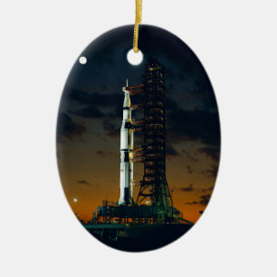 Cool Colourful Apollo Moon Mission at Launchpad Ceramic Tree Decoration