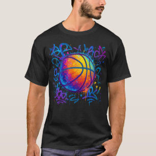 Cool Colourful Basketball Graffiti Style Basketbal T-Shirt