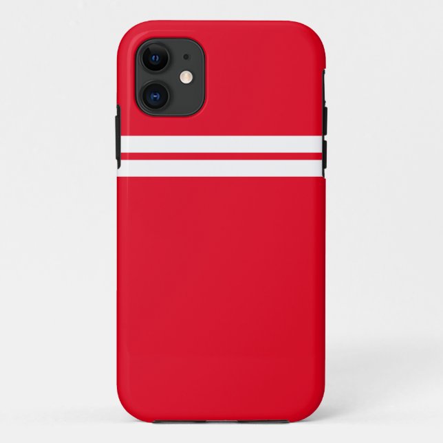 Cool Colourful Beach Red Twin White Racing Stripes Case-Mate iPhone Case (Back)