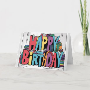 Cool Colourful Books and Happy Birthday Abstract Card