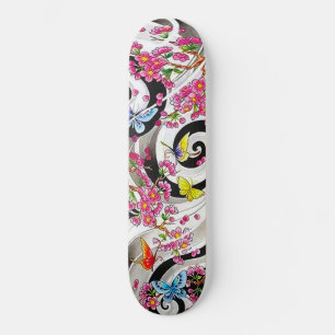Cool Colourful Butterflies Flowers Swirls Deck Skateboard