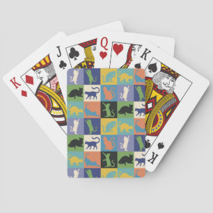 Cool Colourful Cat Silhouettes in Quilt Squares Playing Cards