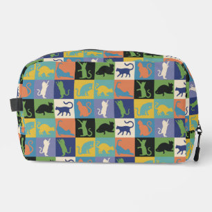 Cool Colourful Cats in Quilt Squares Dopp Kit