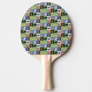 Cool Colourful Cats in Quilt Squares Ping Pong Paddle