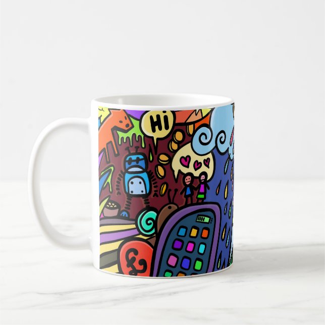 Cool & Colourful Comic Graffiti Coffee Mug (Left)