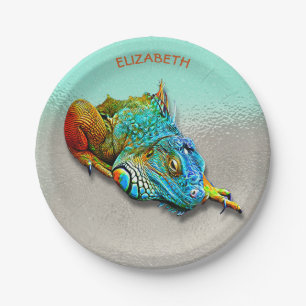 Cool Colourful Cute Rainbow Lizard Reptile Paper Plate