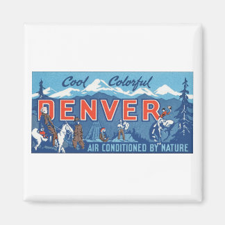 Cool Colourful Denver Travel Poster Magnet