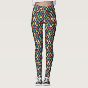 Cool Colourful Dragon Scale Pattern Leggings