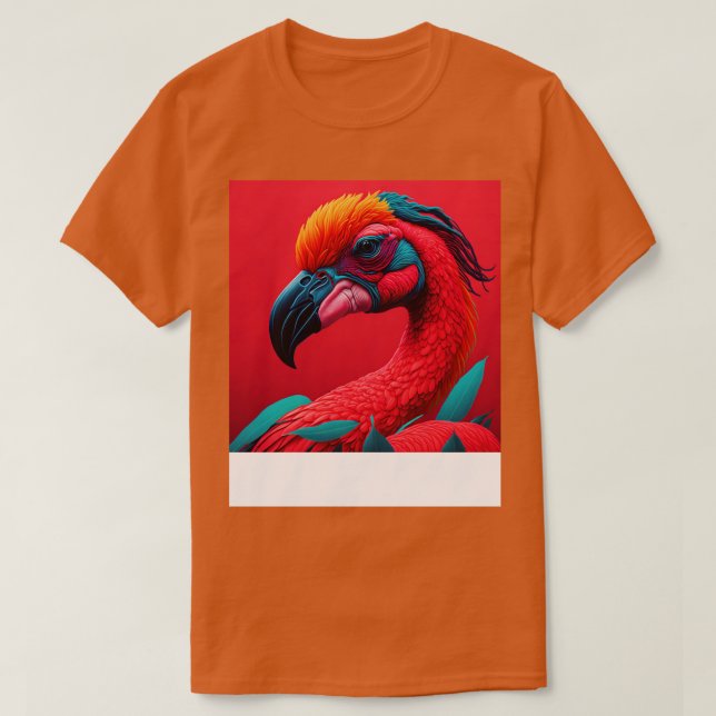 Cool Colourful Flamingo Portrait Graphic 2 T-Shirt (Design Front)