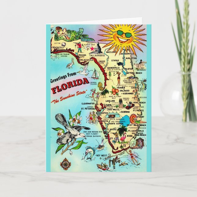 Cool Colourful Florida Map Card (Front)