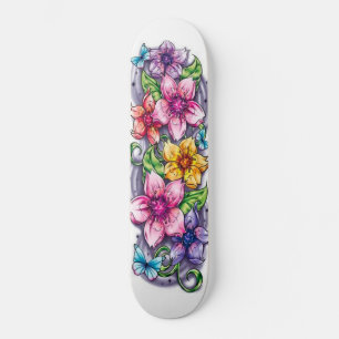 Cool Colourful Flowers Butterfly Deck Skateboard