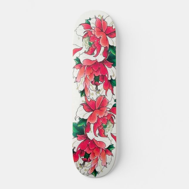 Cool Colourful Flowers Girl Deck Skateboard (Front)