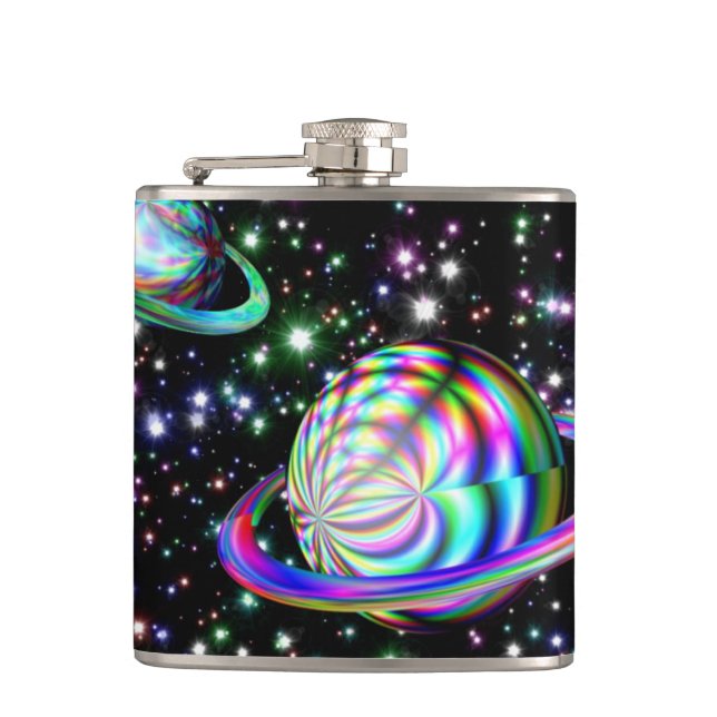Cool Colourful Galaxy Flask. Hip Flask (Front)