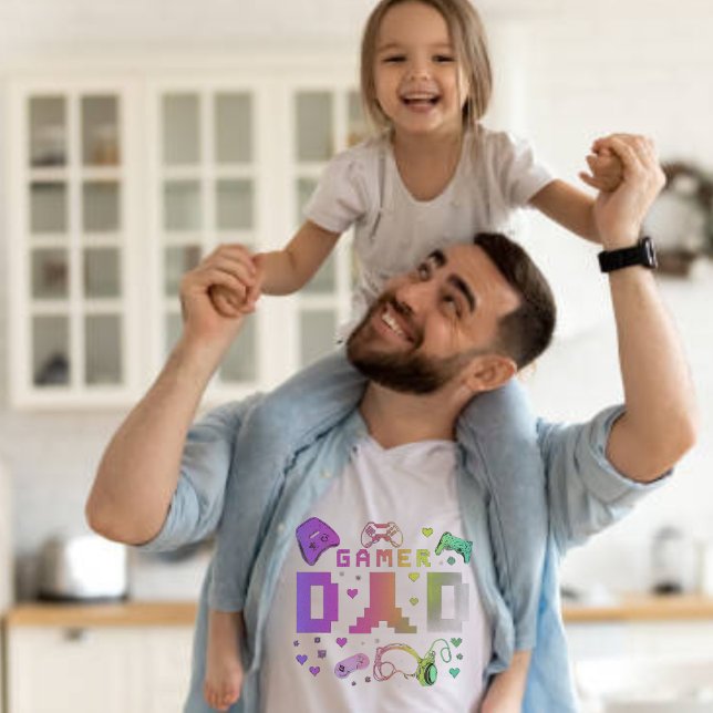 Cool Colourful 'GAMER' DAD | Father's Day T-Shirt (Creator Uploaded)