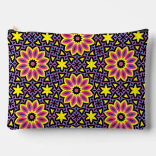 Cool Colourful Geometric Retro Flower Pattern Accessory Pouch