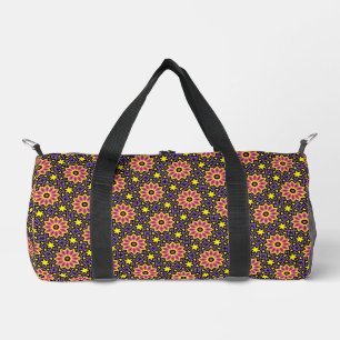 Cool Colourful Geometric Retro Flower Pattern Duffle Bag