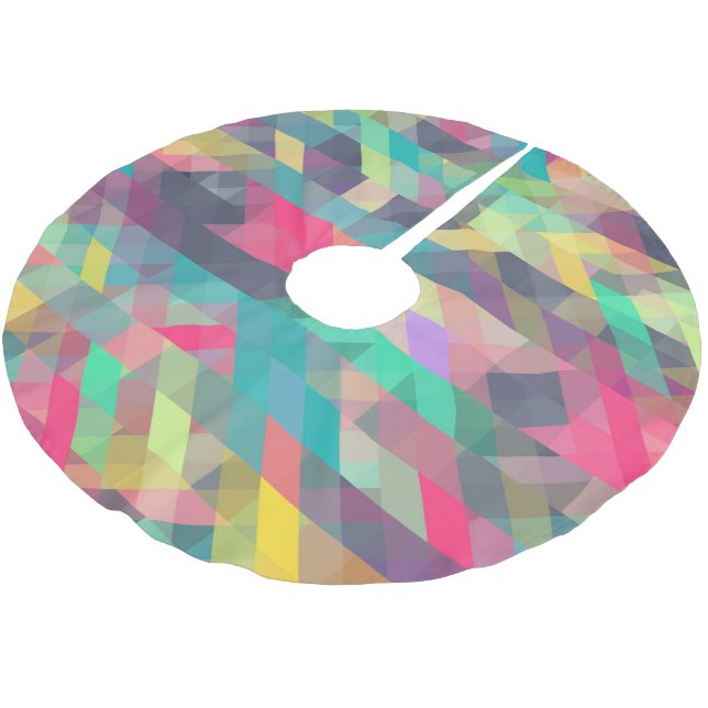 Cool colourful geometric triangles pattern brushed polyester tree skirt (Angled)