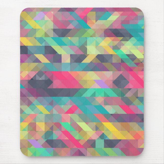 Cool colourful geometric triangles pattern mouse pad (Front)
