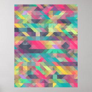 Cool colourful geometric triangles pattern poster