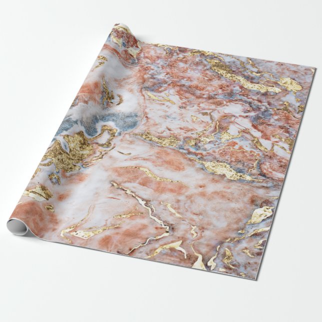 Cool Colourful Gold Marble Texture Wrapping Paper (Unrolled)