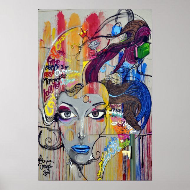 Cool colourful graffiti of women poster (Front)