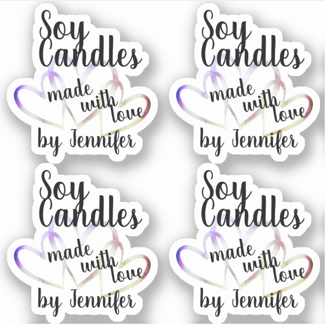 Cool Colourful Hearts Made with Love Soy Candles (Front)