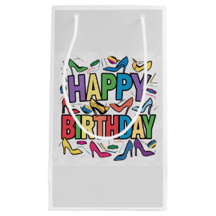 Cool Colourful High Heels and Happy Birthday Text Small Gift Bag